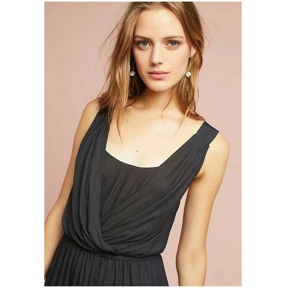 NWT Anthropologie Maeve Sloan Midi Dress XSP Pockets Grecian Faux-Wrap $138 New - Picture 4 of 5